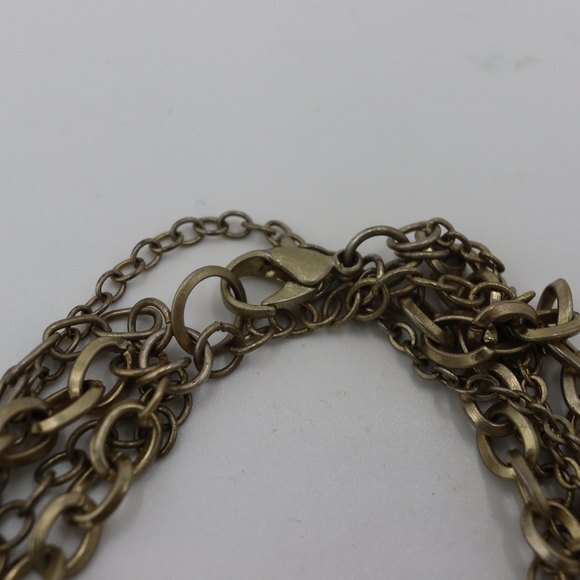 Multi-Strand Colorful Chain Boho Statement Necklace with Stones & Rhinestones - Picture 7 of 10